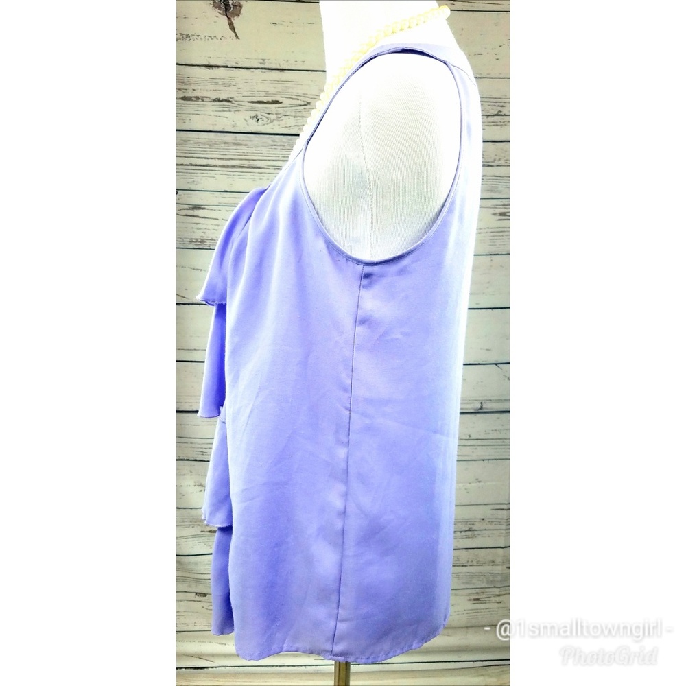 Loft lavender ruffle front bib u neck tank top S - Picture 4 of 6